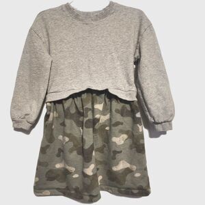 Carter’s Girl Gray Sweatshirt & Camouflage Tiered Dress - Size 8